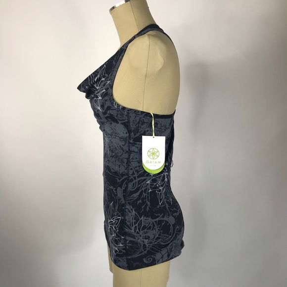 GAIAM Petal Racer Tank w/Bra S Blue & Gray - Picture 2 of 7